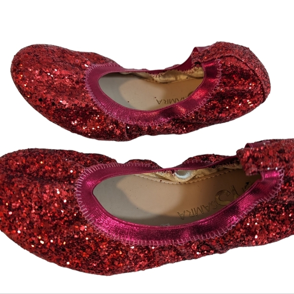 Yoshi Samra ..Miss Samara Kids Ballet Red Glitter Flat...Size 4 - Picture 4 of 9